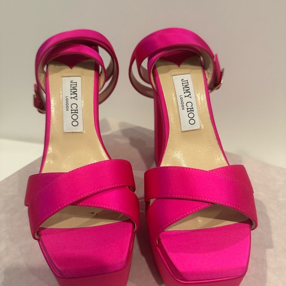 Jimmy Choo Pink Gaia Platform Sandals - Picture 5 of 7